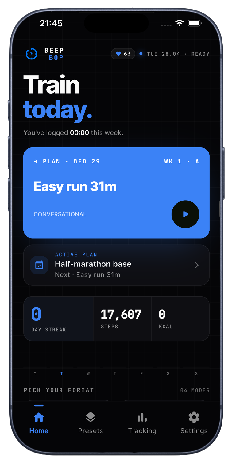BeepBop workout timer in action