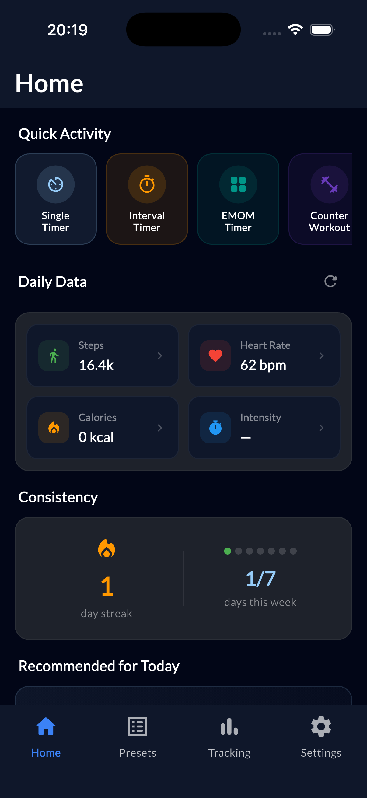 Daily data tracking