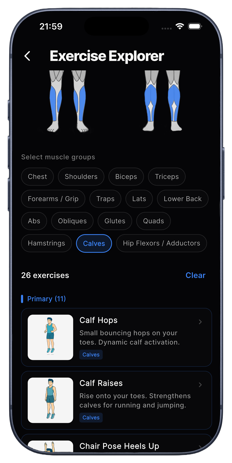 Muscle focus tracking with body map